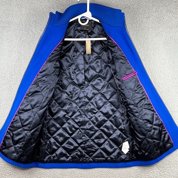 J. CREW Italian Stadium Cloth Lodge Italian Wool Coat Quilt Lined Blue Womens 6P - Picture 5 of 14